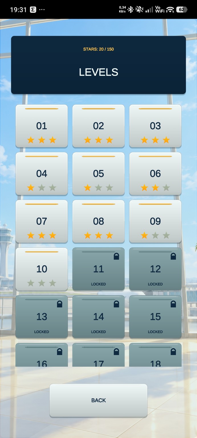 Baggage Color Flow level selection screen