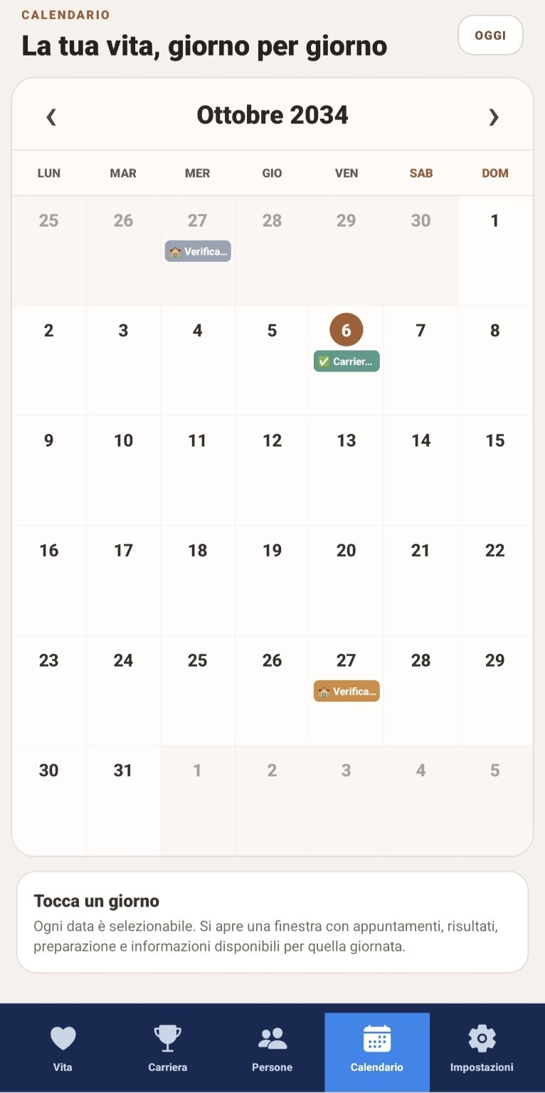 Life Unwritten calendar screen