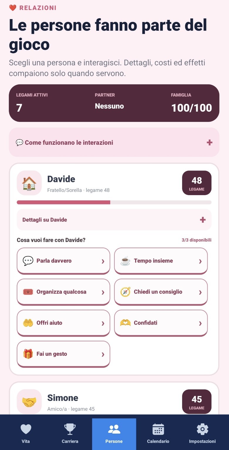 Life Unwritten relationships screen