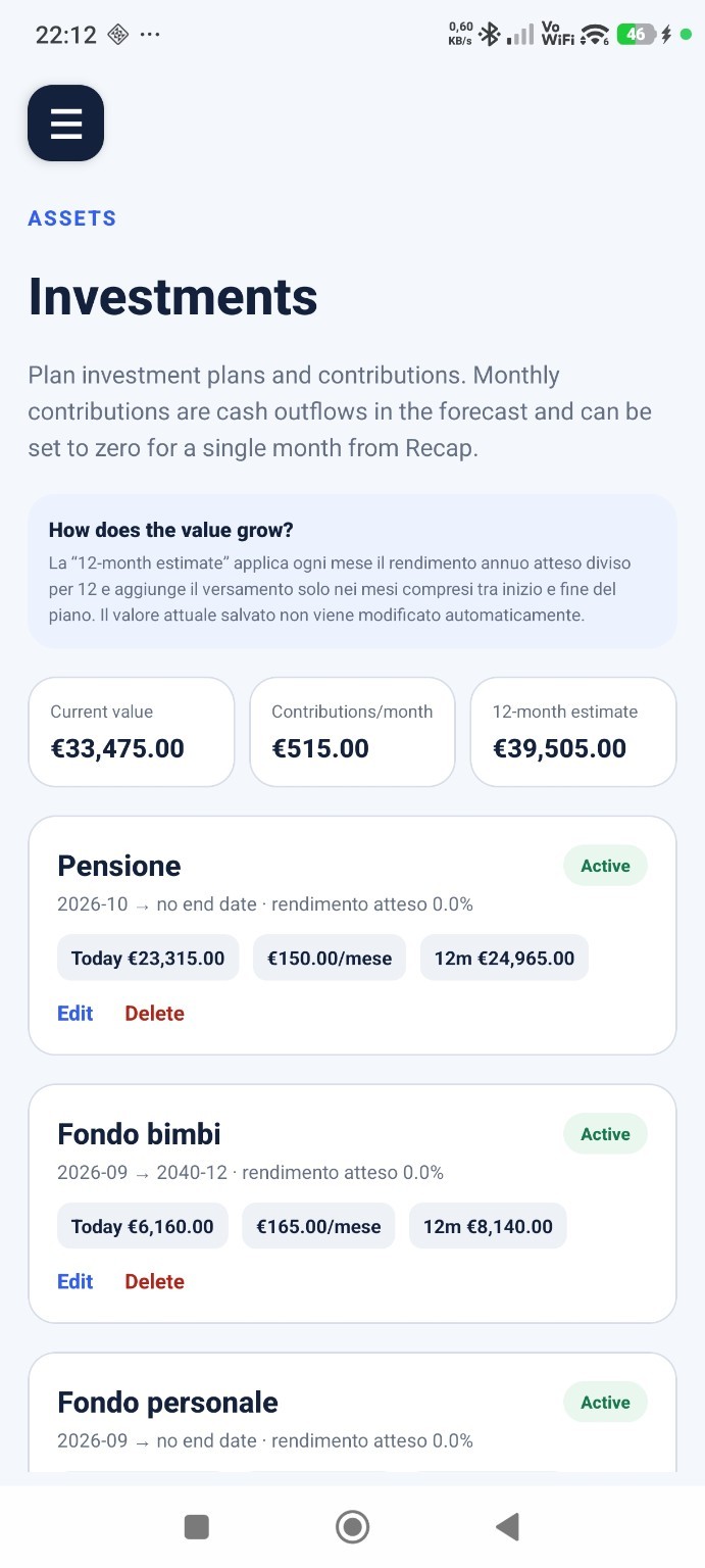 My Finance Forecast investment planning